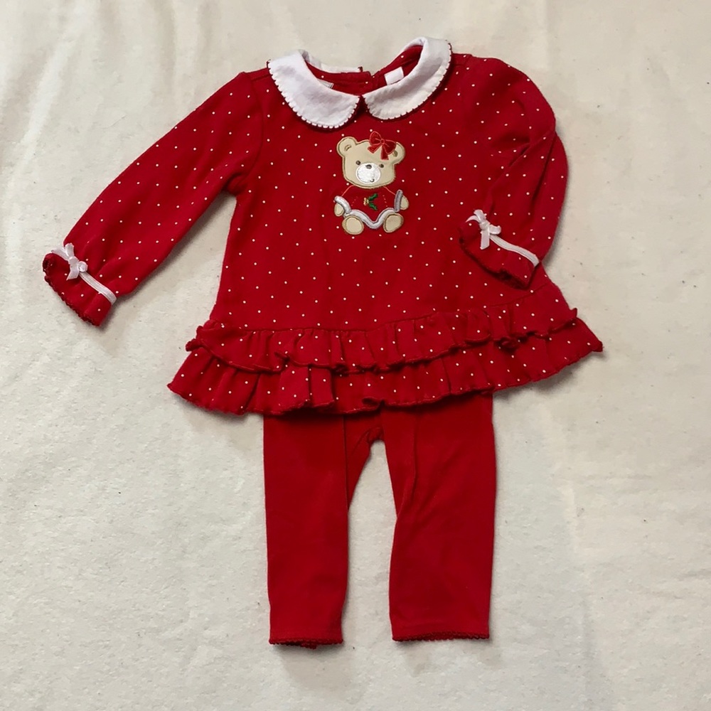 Christmas outfit, red and white, 6-9 months